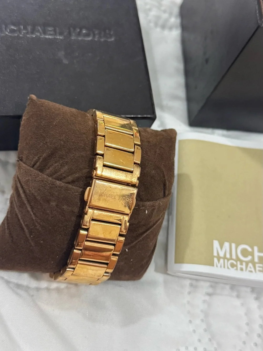Michael Kors Rose Gold Logo Crystal Bezel Bracelet Watch